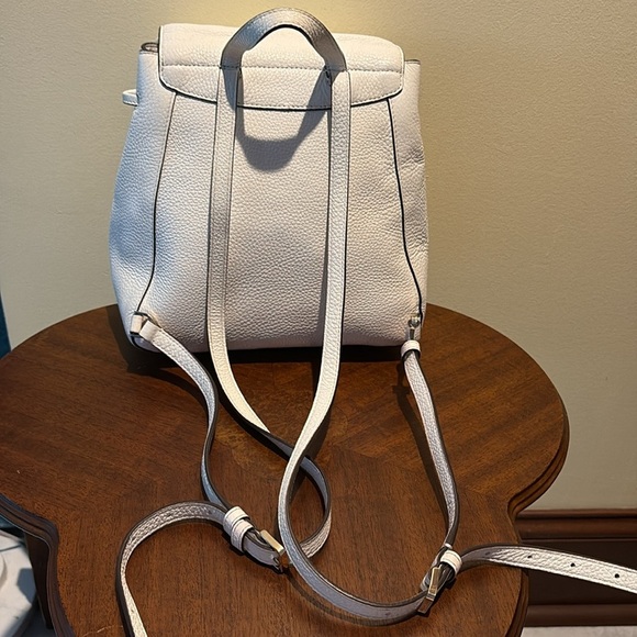 Kate Spade. Backpackl  Small  striped tweed.  White leather  Pocket in flap EUC. - Picture 10 of 17